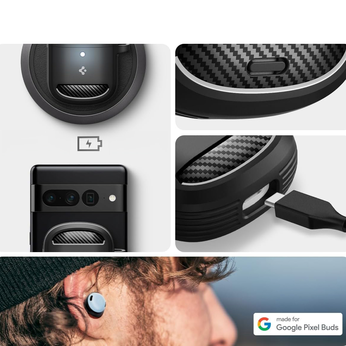 Etui Spigen Rugged Armor do Google Pixel Buds Pro 2 / Pro, czarne